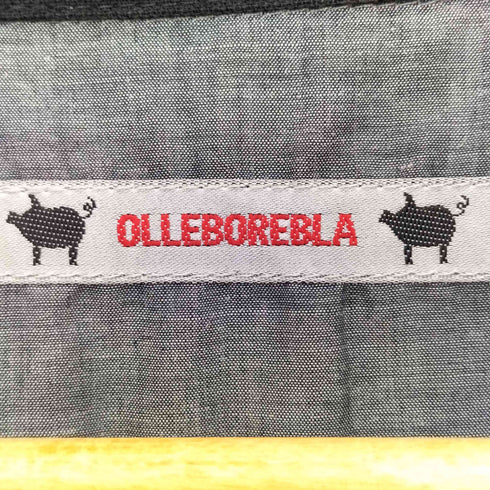 アルベロベロ OLLEBOREBLA オレボレブラ ブタさん おばけボタン ビジュー フェルト装飾 異素材切替 シャツ チュニック  レディース